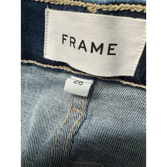 Frame Le Sylvie Kick Boot Size 26 Raw Hem Stretchy Dark Wash Jeans NWT $225 - Picture 5 of 10